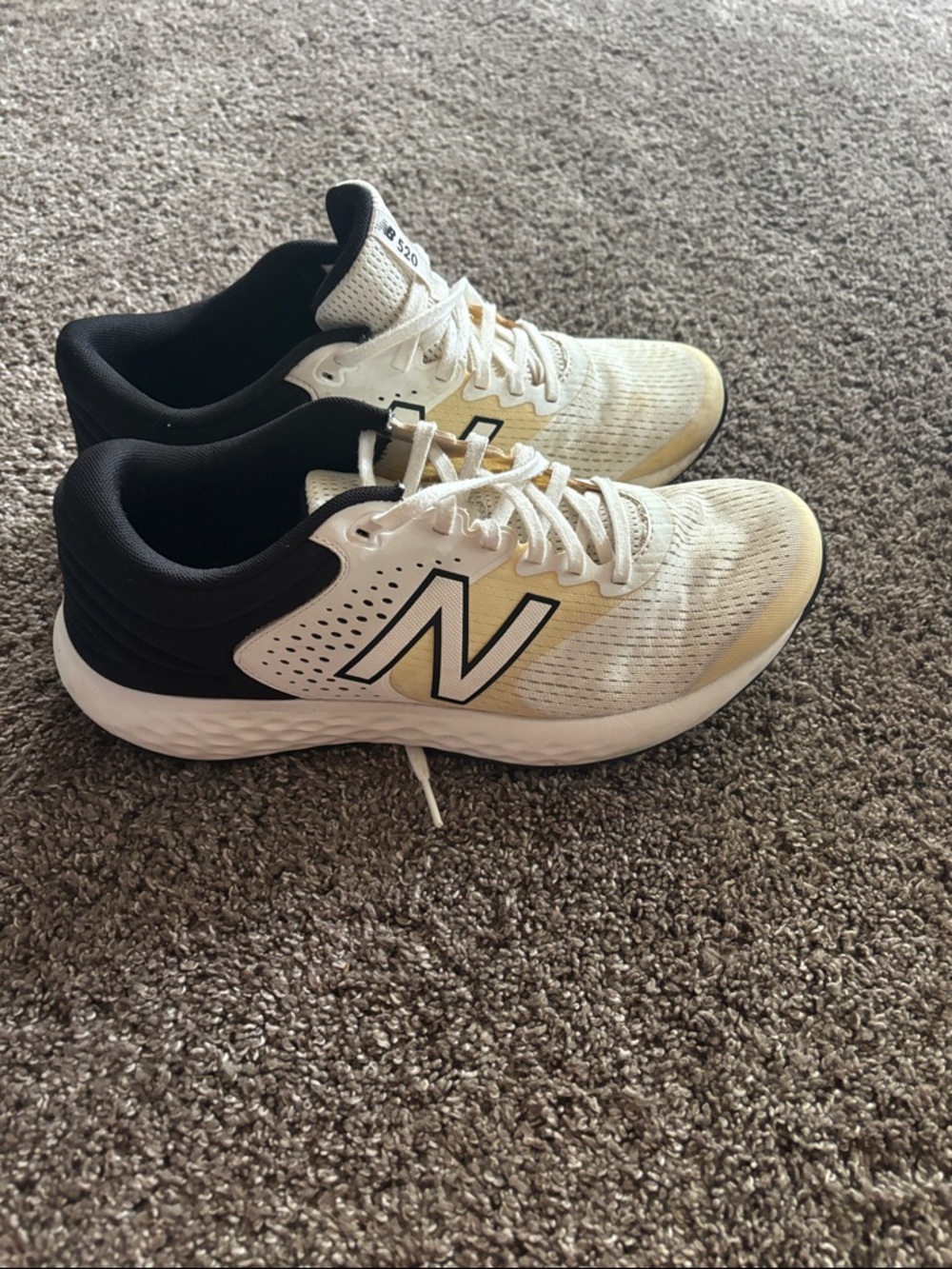 New Balance Men's White Black Yellow Athletic Running Shoes